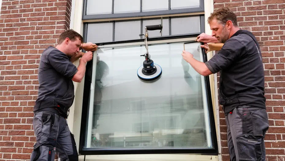 Nieuw isolatieglas in de ramen van een woning