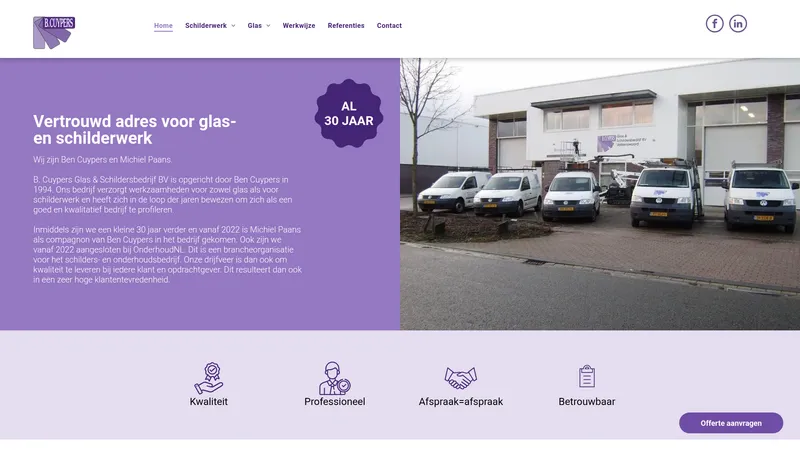 Website van B. Cuijpers Glas- en Schildersbedrijf B.V.