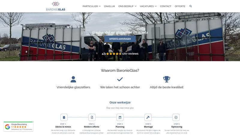 Website van BaronieGlas B.V. | Glaszetter & Glashandel Breda en omstreken