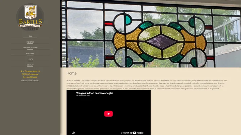 Website van Bartels glas in lood atelier
