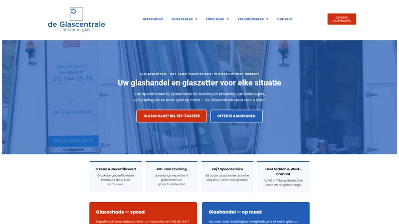 Website van De Glascentrale Tilburg B.V.