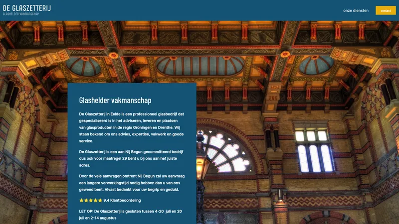Website van de Glaszetterij