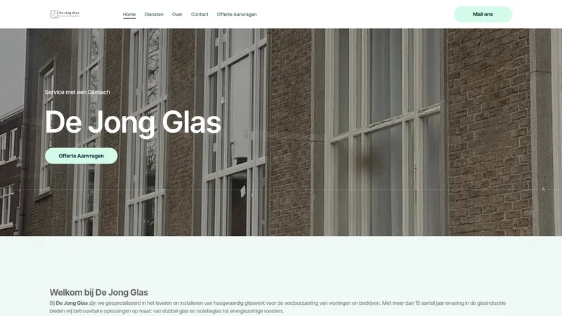 Website van De Jong Glas