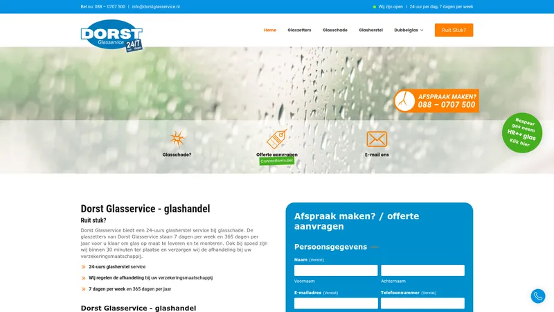 Website van Dorst Glasservice | Glashandel & Glaszetters