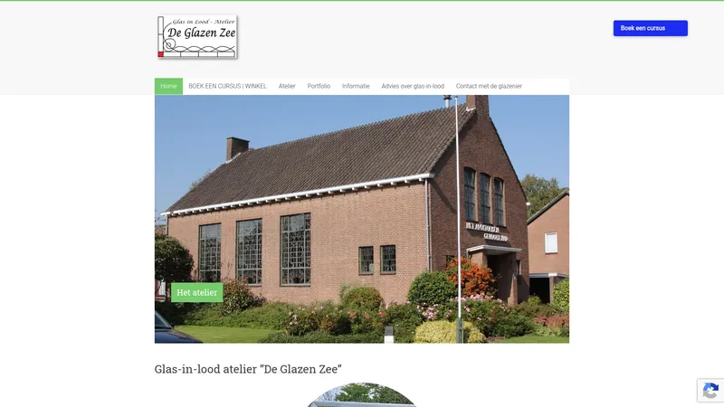 Website van Glas-in-lood atelier De Glazen Zee