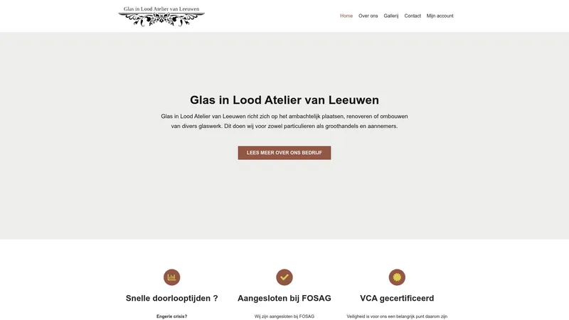 Website van Glas-in-lood Atelier van Leeuwen
