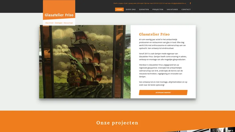 Website van Glasatelier Friso