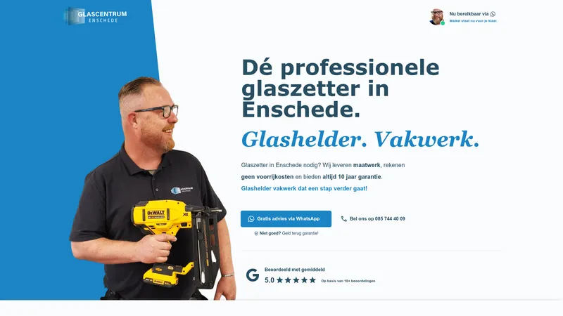 Website van Glascentrum | Glaszetter in Enschede