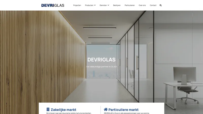 Website van Glashandel Devri Amsterdam BV
