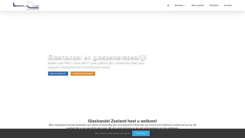 Website van Glashandel Zeeland