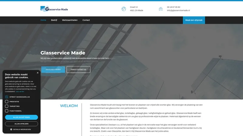 Website van Glasservice Made BV