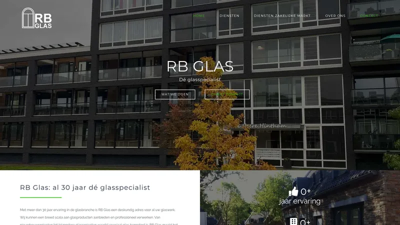 Website van Glasservice RB Glas Rosmalen/‘s-Hertogenbosch