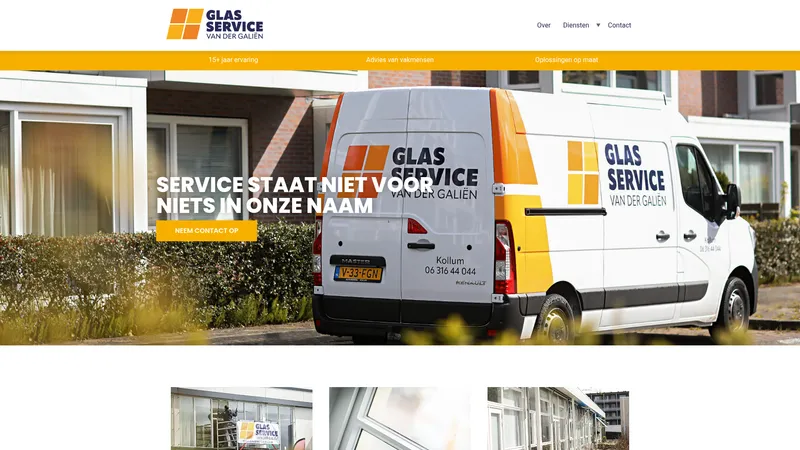 Website van Glasservice van der Galiën