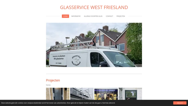 Website van Glasservice West Friesland