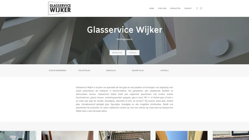 Website van Glasservice Wijker