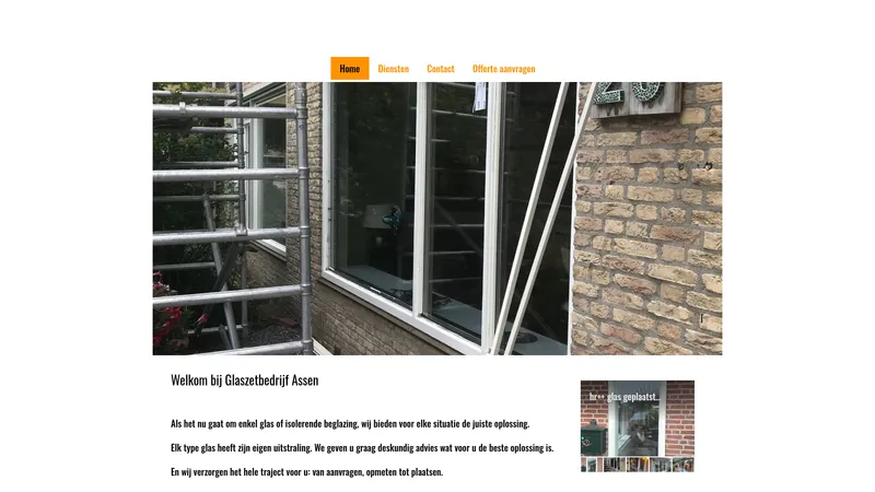 Website van Glaszetbedrijf Assen