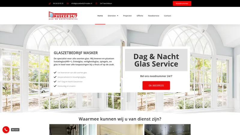 Website van Glaszetbedrijf Masker