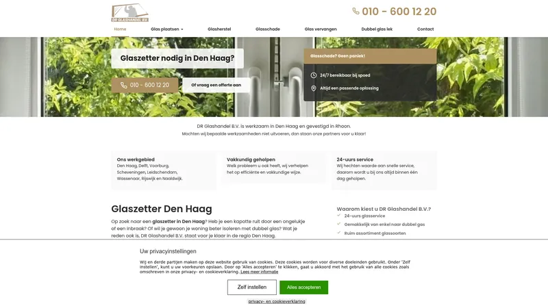 Website van Glaszetter Allfree