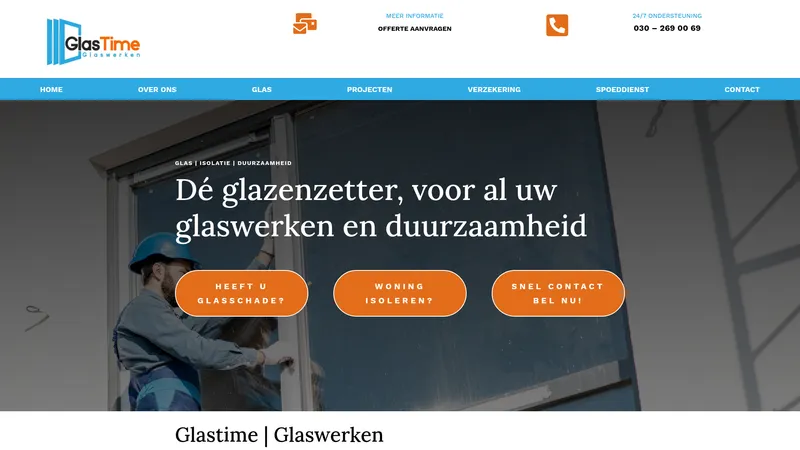Website van Glaszetter Utrecht | GLASTIME
