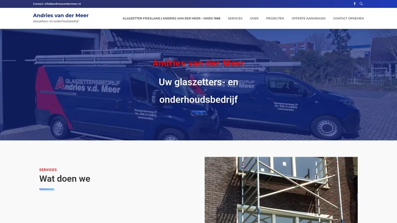 Website van Glaszettersbedrijf Andries van der Meer