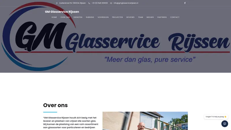 Website van Gm Glasservice Rijssen