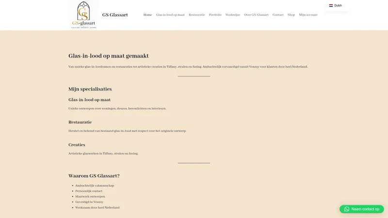 Website van GS glassart