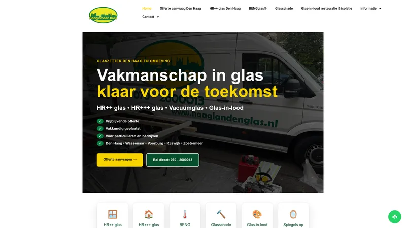 Website van Haaglanden Glas