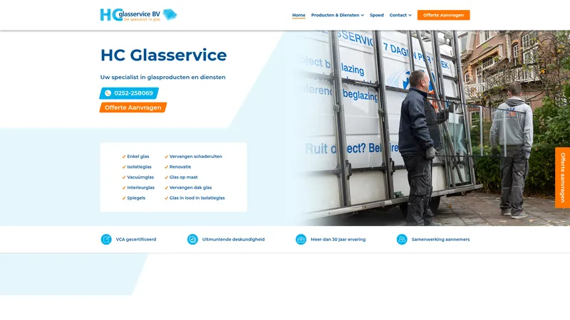 Website van HC Glasservice