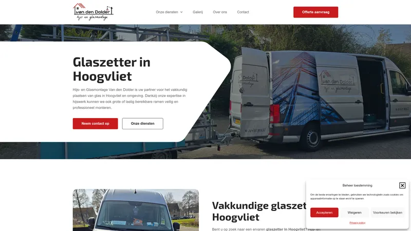 Website van Hijs en glasmontage van den Dolder