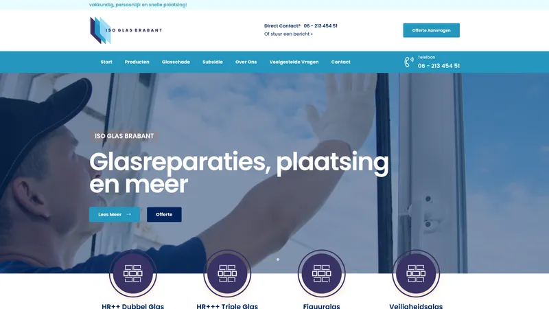 Website van Iso Glas Brabant