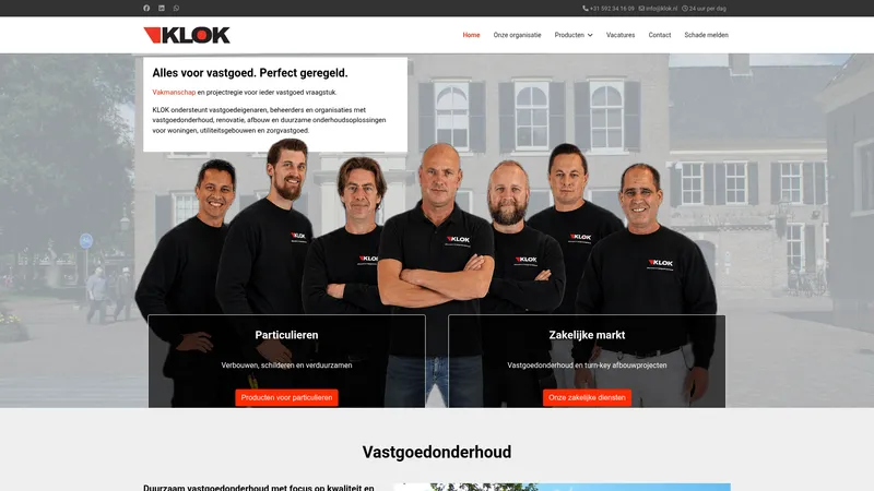 Website van Klok Glascentrale BV