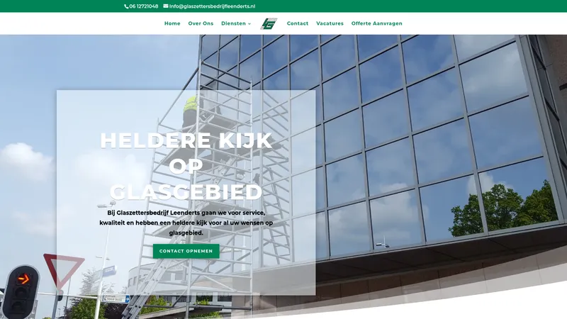 Website van Leenderts Glaszettersbedrijf en Glashandel V.O.F.