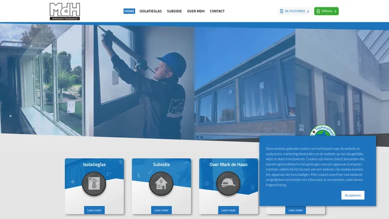 Website van mdehaanglasbedrijf