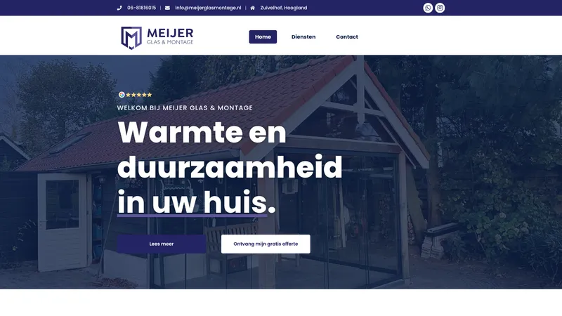 Website van Meijer Glas & Montage