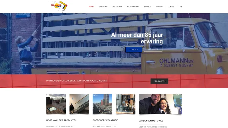 Website van Ohlmann&Uhrig Glaszettersbedrijf en Glas in lood Atelier Nijkerk Almere Putten