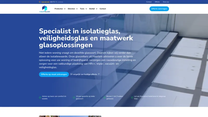 Website van Quality Glass B.V.