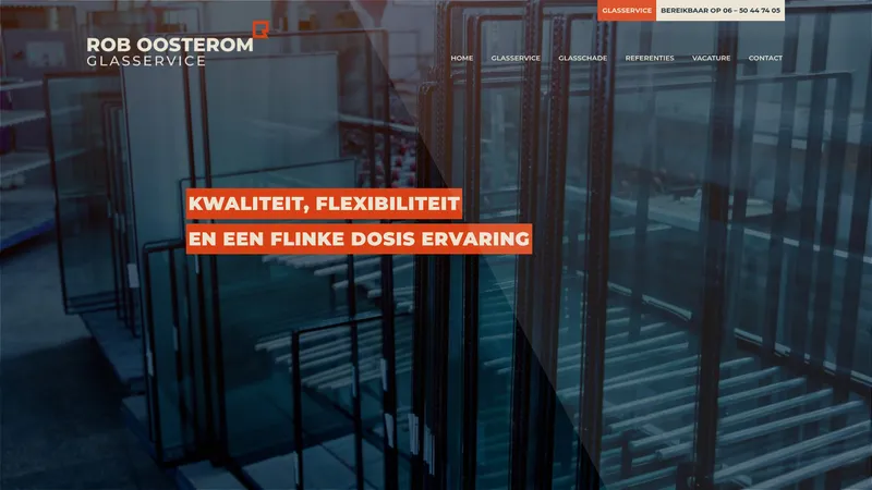 Website van Rob Oosterom Glasservice B.V.