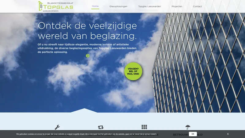 Website van Topglas Leeuwarden
