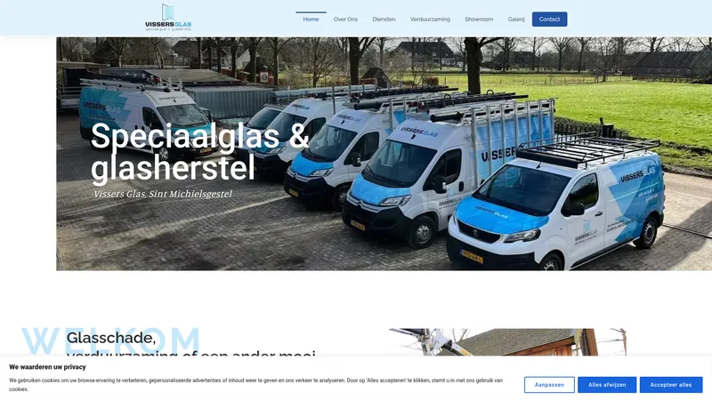 Website van Vissers Glas