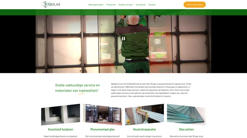 Website van Walglas - Glashandel Zeeland